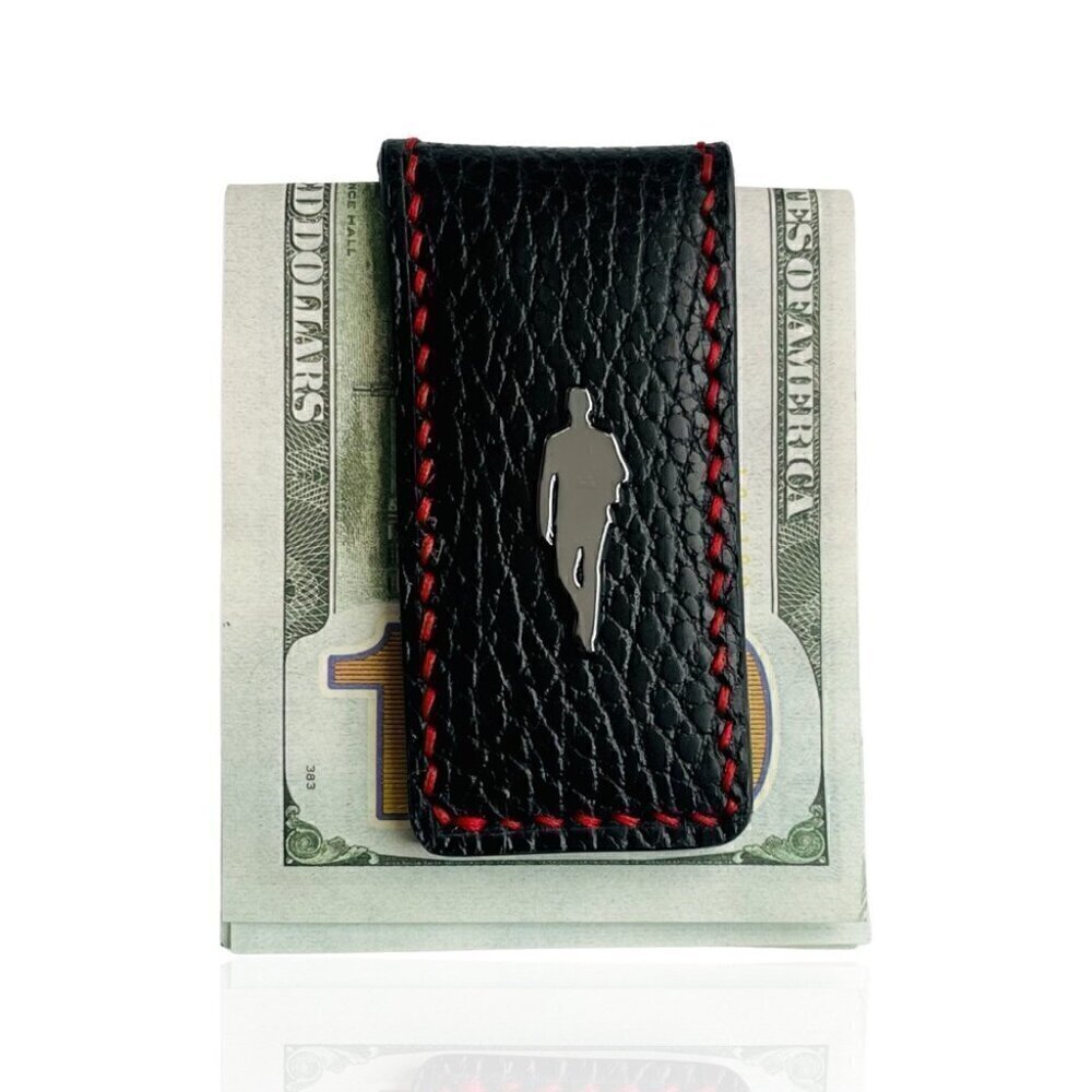 Hand Crafted Leather Money Clip, Strong Magnet, Accessory for Men (Black) - Picture 2 of 5